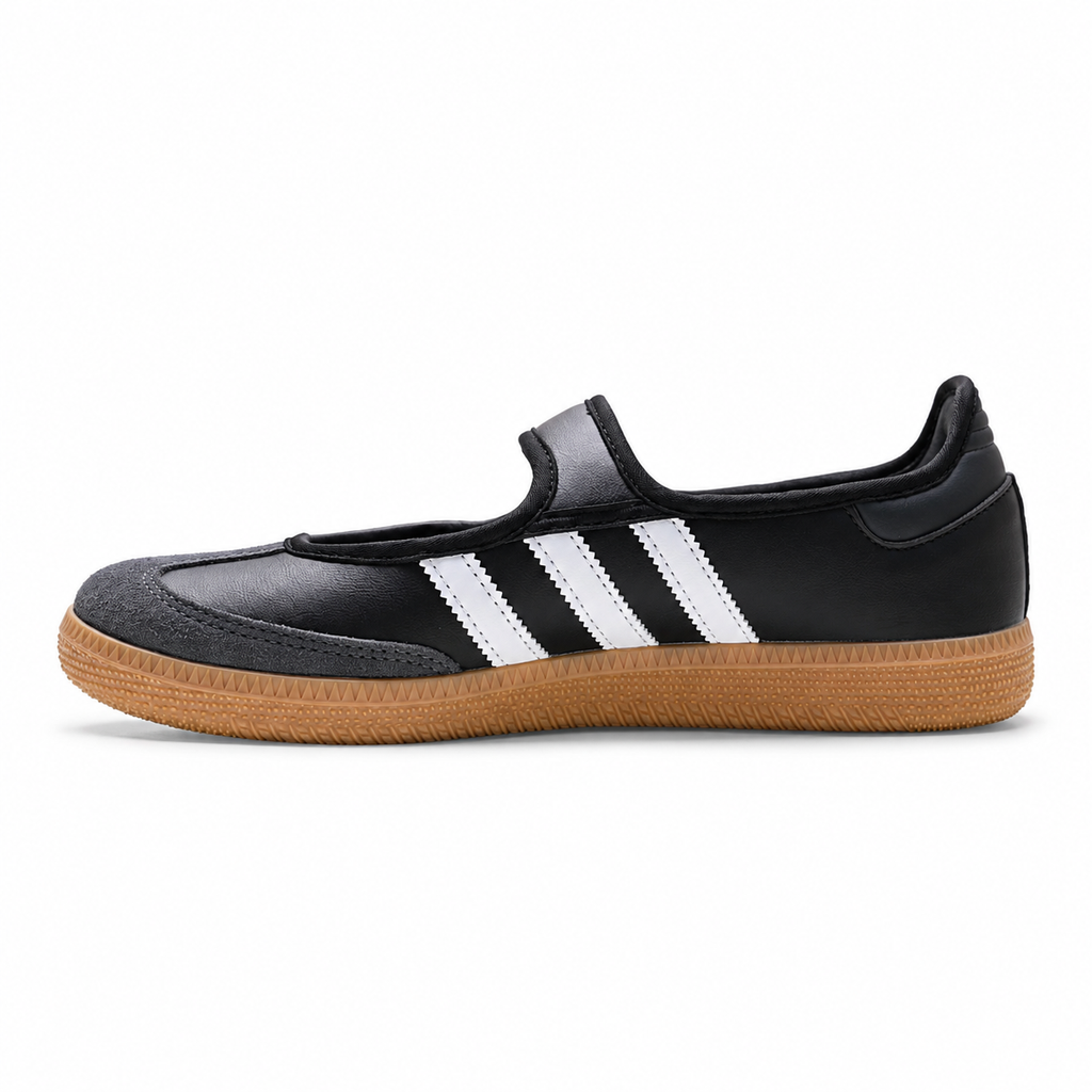 Adidas Originals Samba Jane Black and White Mary Jane with Velcro strap gum sole and three stripes women's retro German training shoes