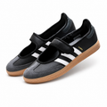 Adidas Originals Samba Jane Black and White Mary Jane with Velcro strap gum sole and three stripes women's retro German training shoes