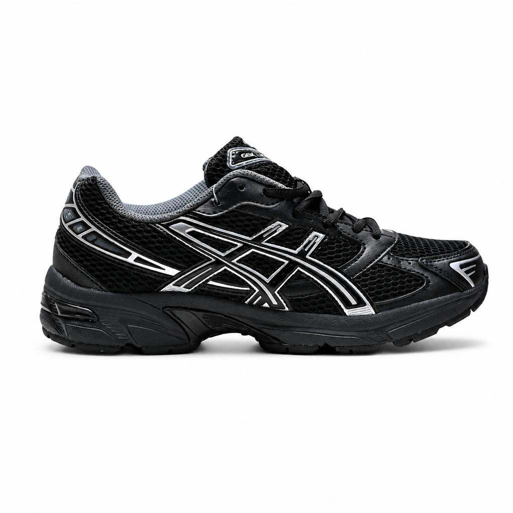 ASICS GEL-1130 Black Pure Silver Retro Running Sneakers – Unisex Mesh GEL Cushioned Shoes