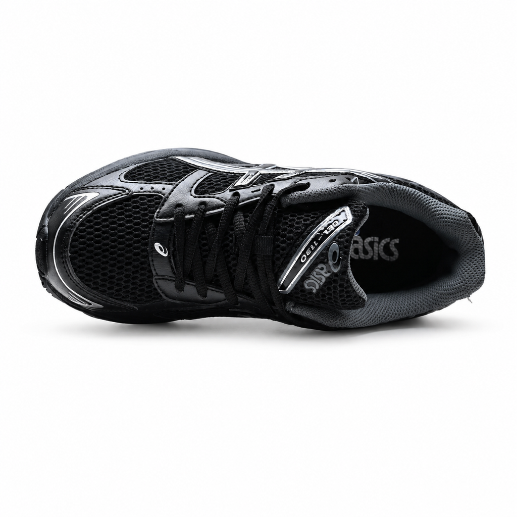 ASICS GEL-1130 Black Pure Silver Retro Running Sneakers – Unisex Mesh GEL Cushioned Shoes