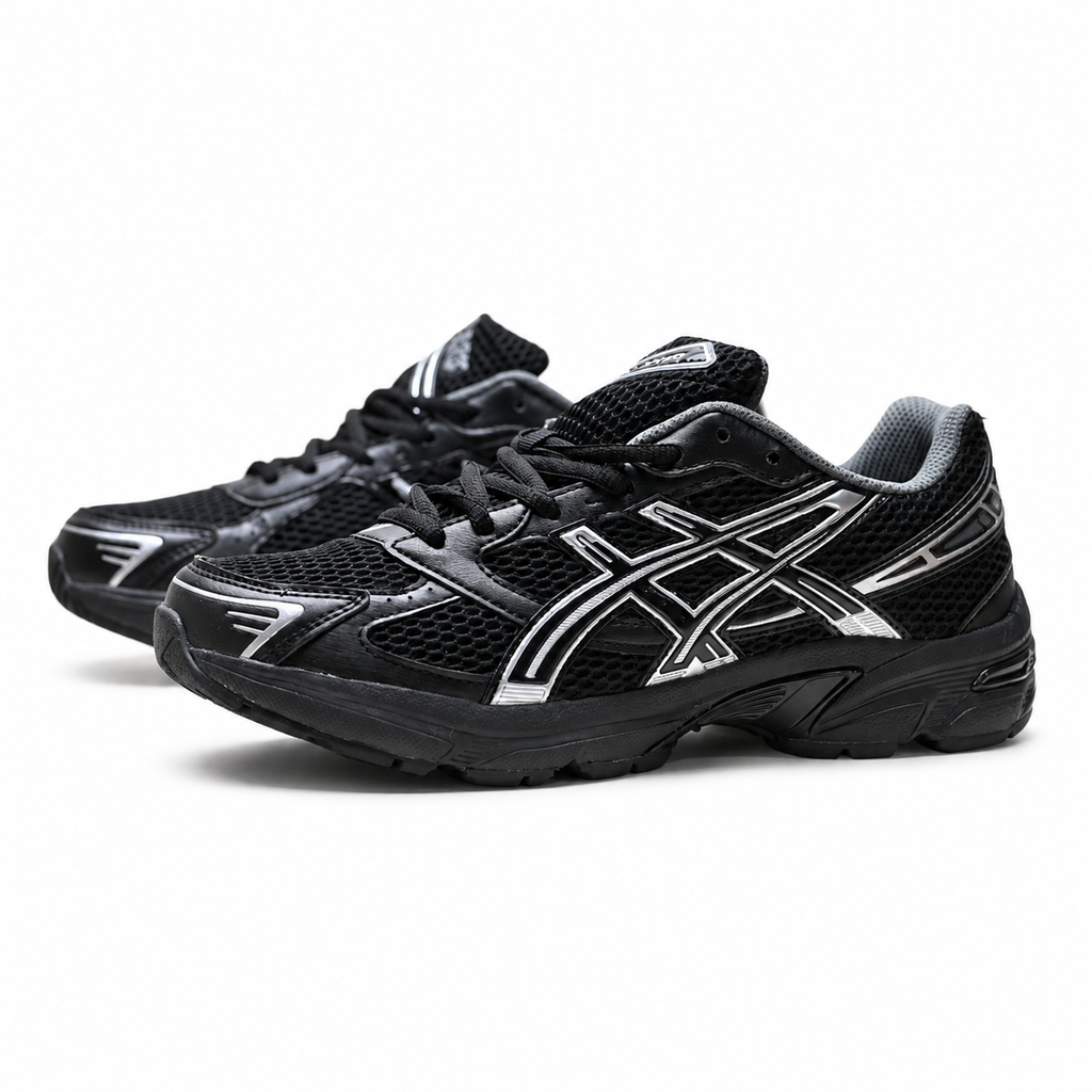 ASICS GEL-1130 Black Pure Silver Retro Running Sneakers – Unisex Mesh GEL Cushioned Shoes