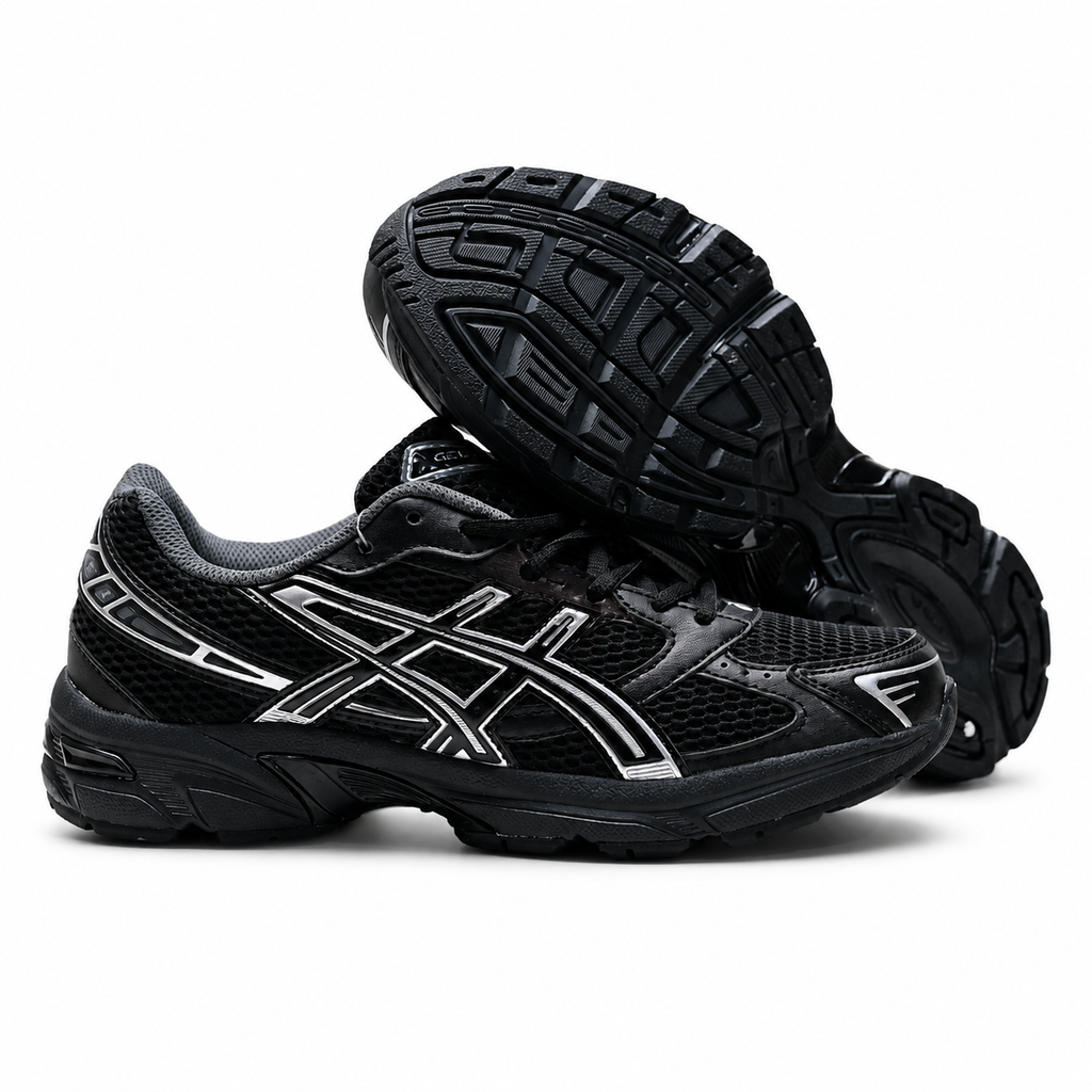 ASICS GEL-1130 Black Pure Silver Retro Running Sneakers – Unisex Mesh GEL Cushioned Shoes