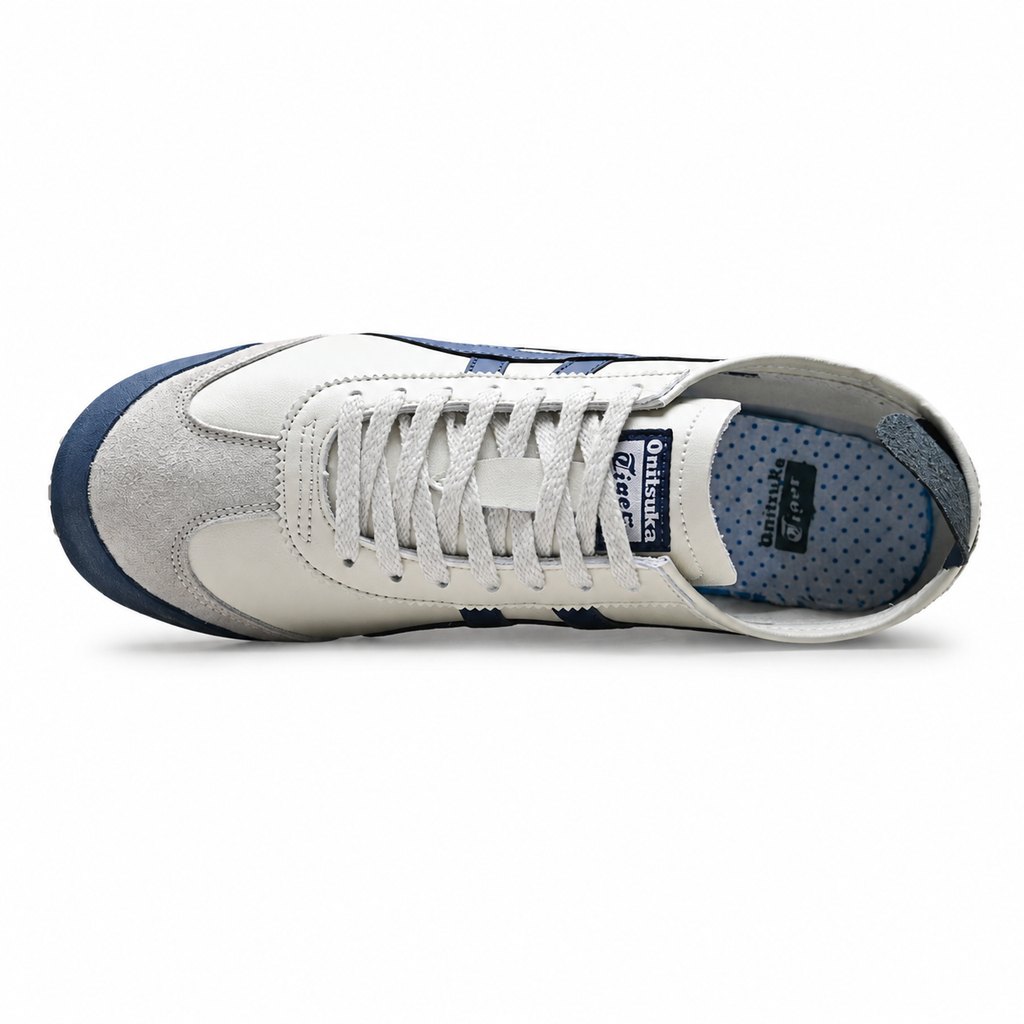 Onitsuka Tiger Mexico 66 Cream Navy Sneakers – Retro Low Top Casual Shoes with Suede Details