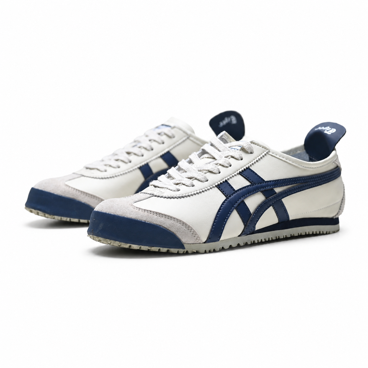 Onitsuka Tiger Mexico 66 Cream Navy Sneakers – Retro Low Top Casual Shoes with Suede Details