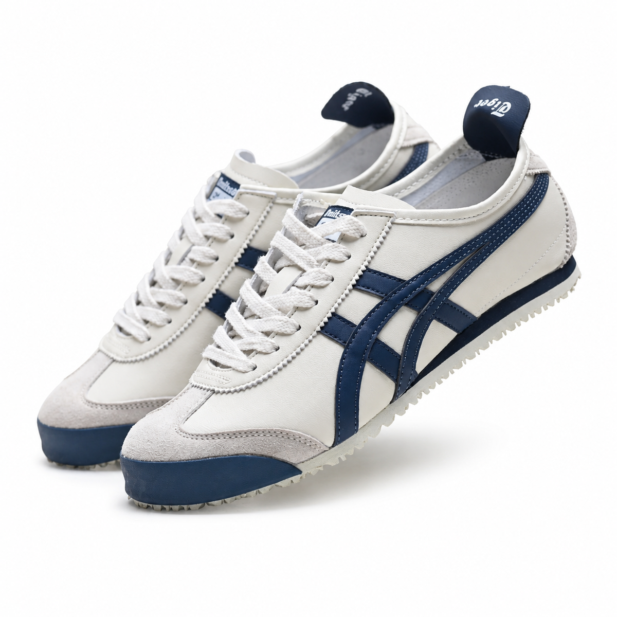 Onitsuka Tiger Mexico 66 Cream Navy Sneakers – Retro Low Top Casual Shoes with Suede Details