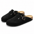 Birkenstock Boston Suede Clogs Black | Unisex Adjustable Slip-On Mules | Cork Footbed Casual Shoes