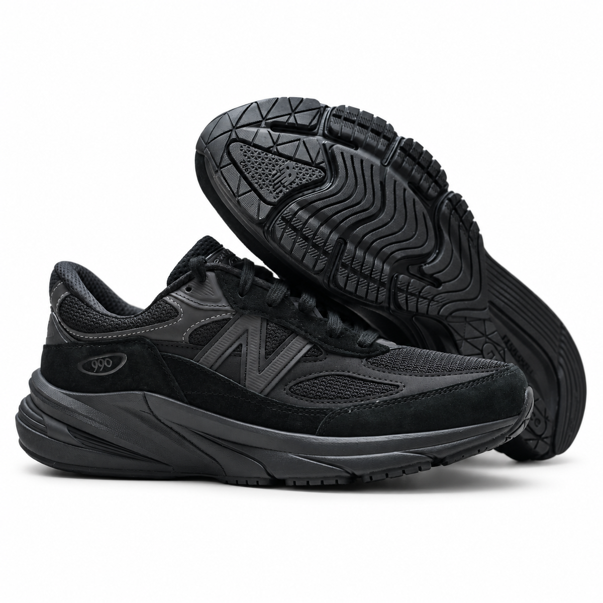 New Balance 990v6 Triple Black Made in USA Sneakers – Suede Mesh Lifestyle Running Shoes with ENCAP Cushioning