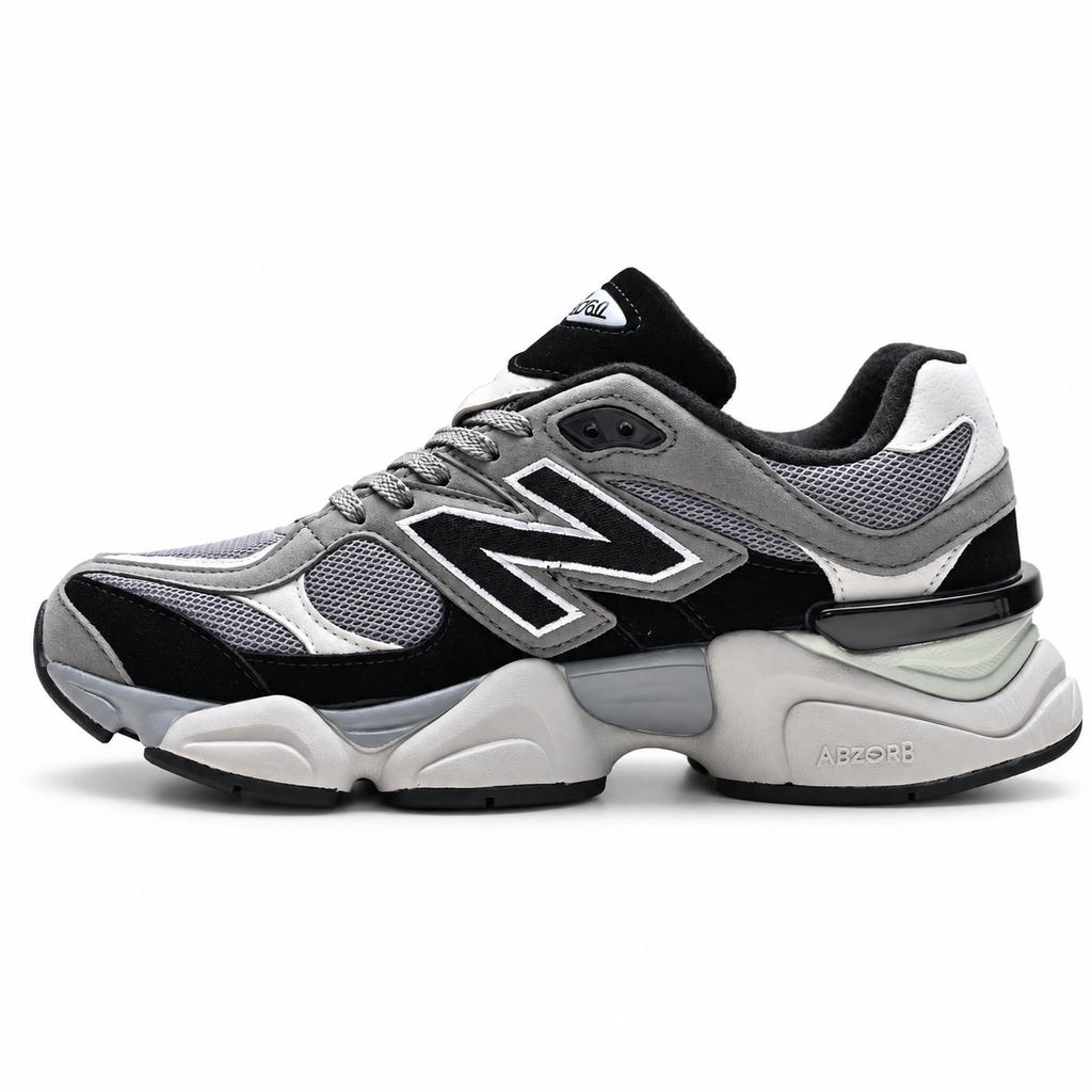 New Balance 9060 Grey Black White Sneakers – Unisex Suede Mesh Chunky Lifestyle Shoes