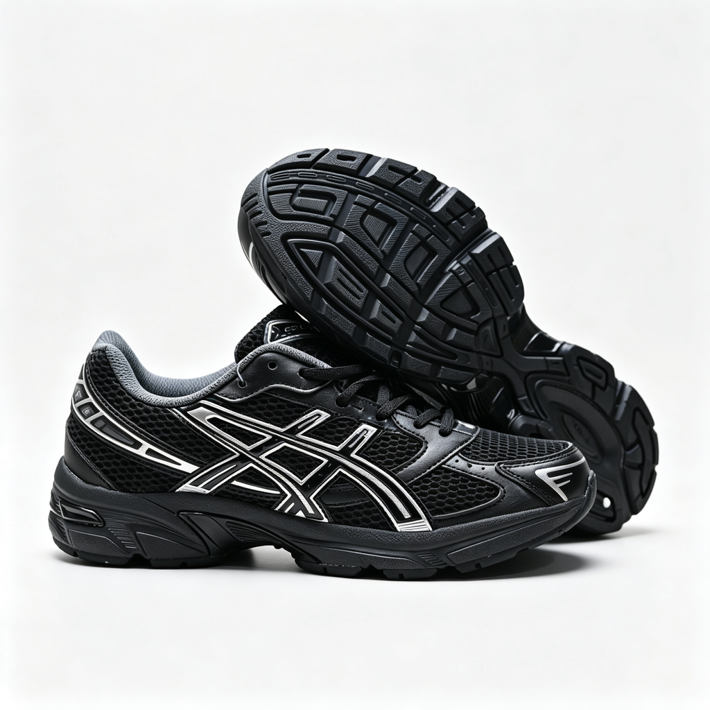 ASICS GEL-1130 Black Pure Silver Retro Running Sneakers – Unisex Mesh GEL Cushioned Shoes