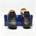Birkenstock Boston | Black Smooth Leather + Super Grip Sole + Double Strap, Unisex Waterproof-Ready Clogs, Premium Orthopedic Slip-Ons