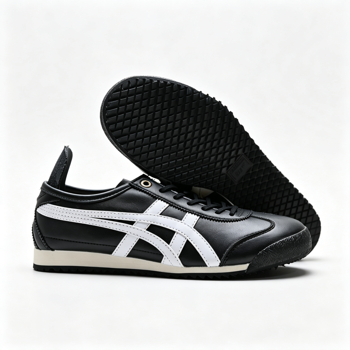 Onitsuka Tiger Mexico 66 SD 1183A872-003 | Black/White Leather Retro Sneakers | Unisex Classic Vintage Running Shoes