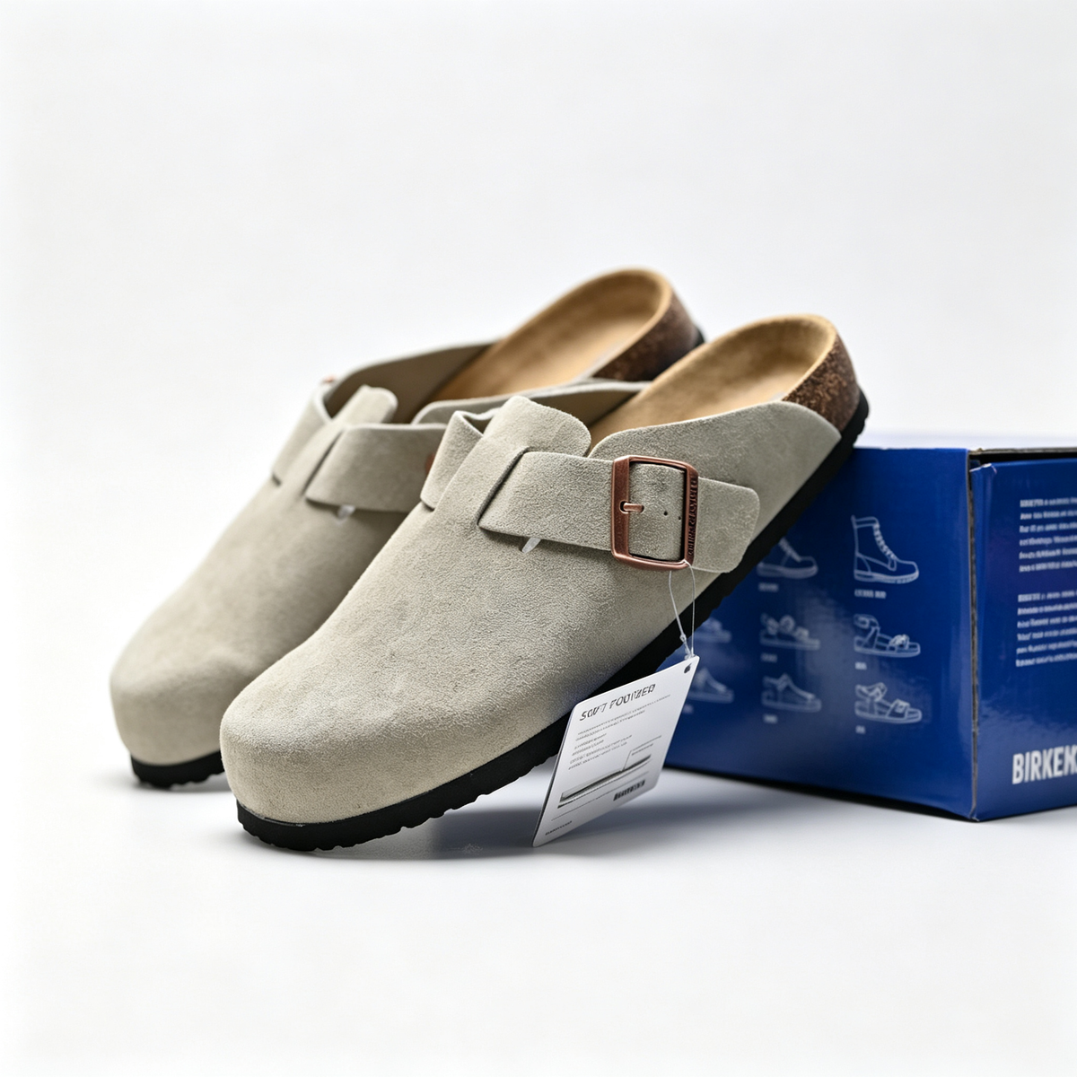 Birkenstock Boston Suede Clogs Black | Unisex Adjustable Slip-On Mules | Cork Footbed Casual Shoes