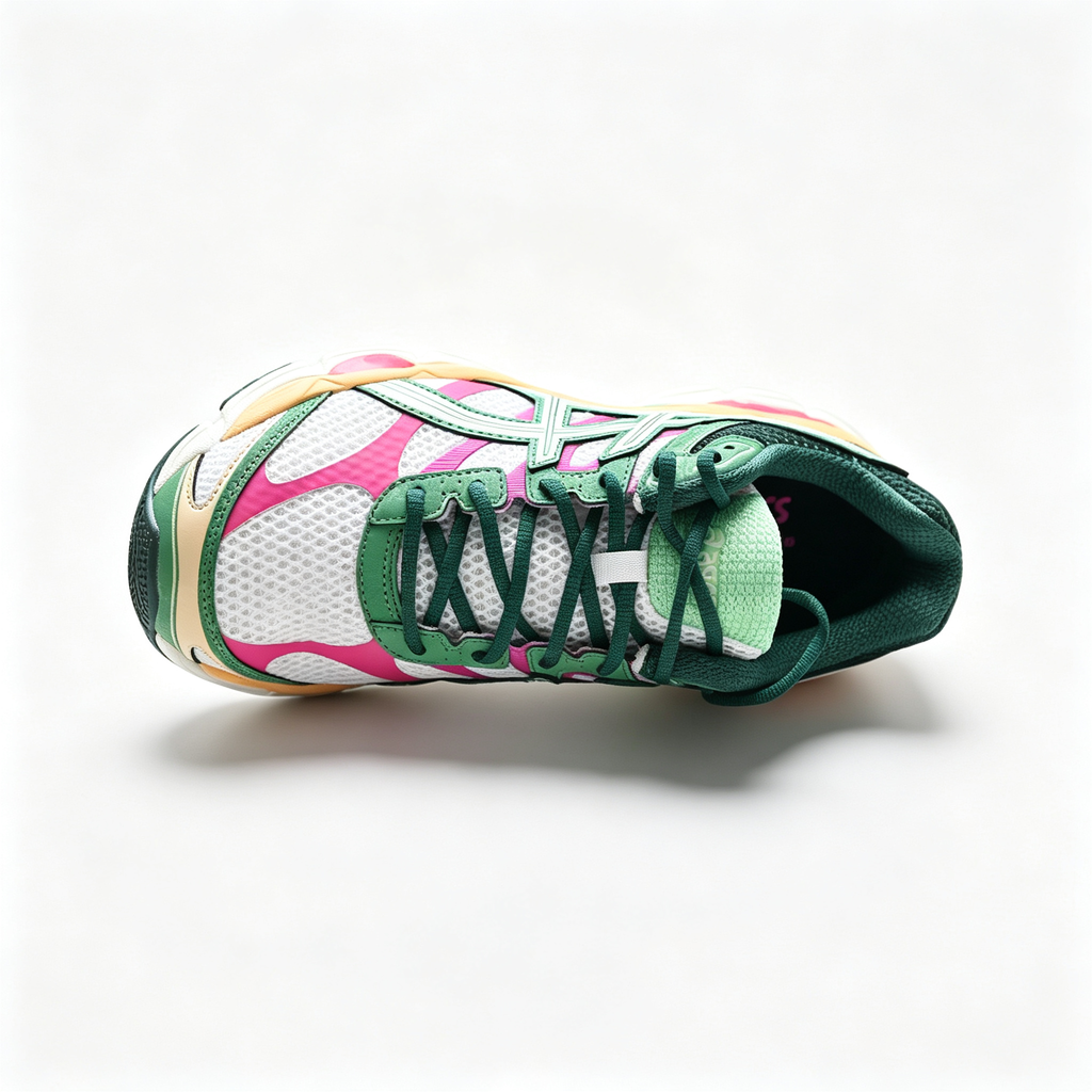 ASICS Gel-Cumulus 16 | Retro green and pink color blocking + GEL cushioning + breathable mesh upper unisex Y2K platform sneakers a must-have item for spring and summer trends