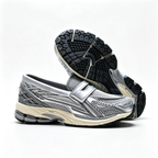 New Balance 1906L Silver Metallic Black Loafers – Unisex Mesh Slip-On Sneakers with N-ergy Cushioning