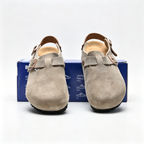 Birkenstock Boston Suede Clogs | Taupe + Adjustable Strap + Soft Footbed, Unisex Orthopedic Slip-On Shoes, Classic Comfort & Minimalist Style