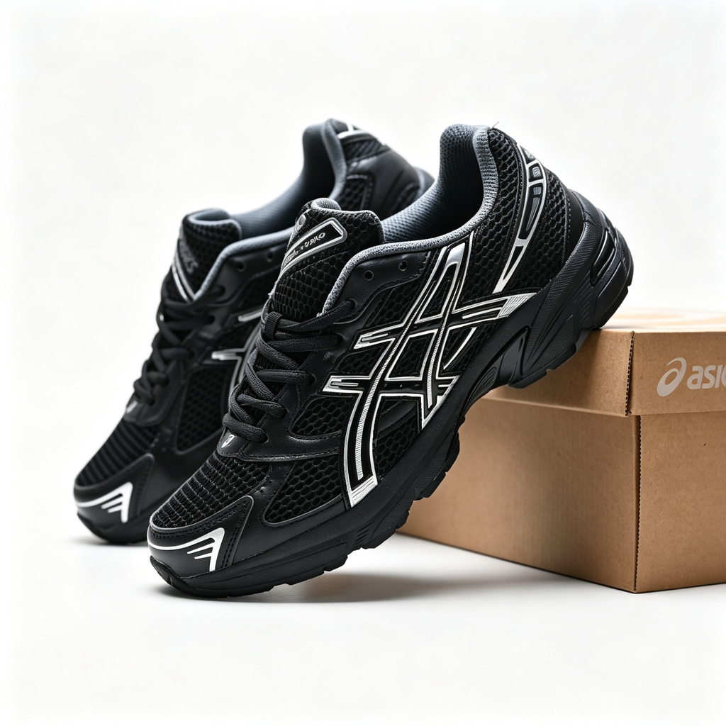 ASICS GEL-1130 Black Pure Silver Retro Running Sneakers – Unisex Mesh GEL Cushioned Shoes