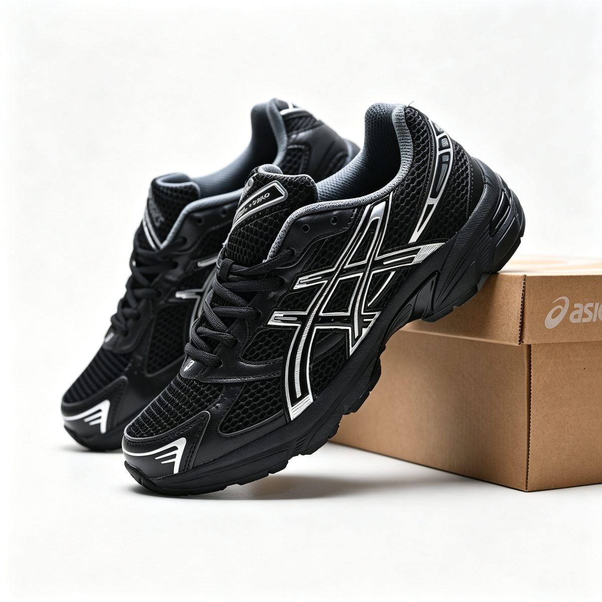 ASICS GEL-1130 Black Pure Silver Retro Running Sneakers – Unisex Mesh GEL Cushioned Shoes