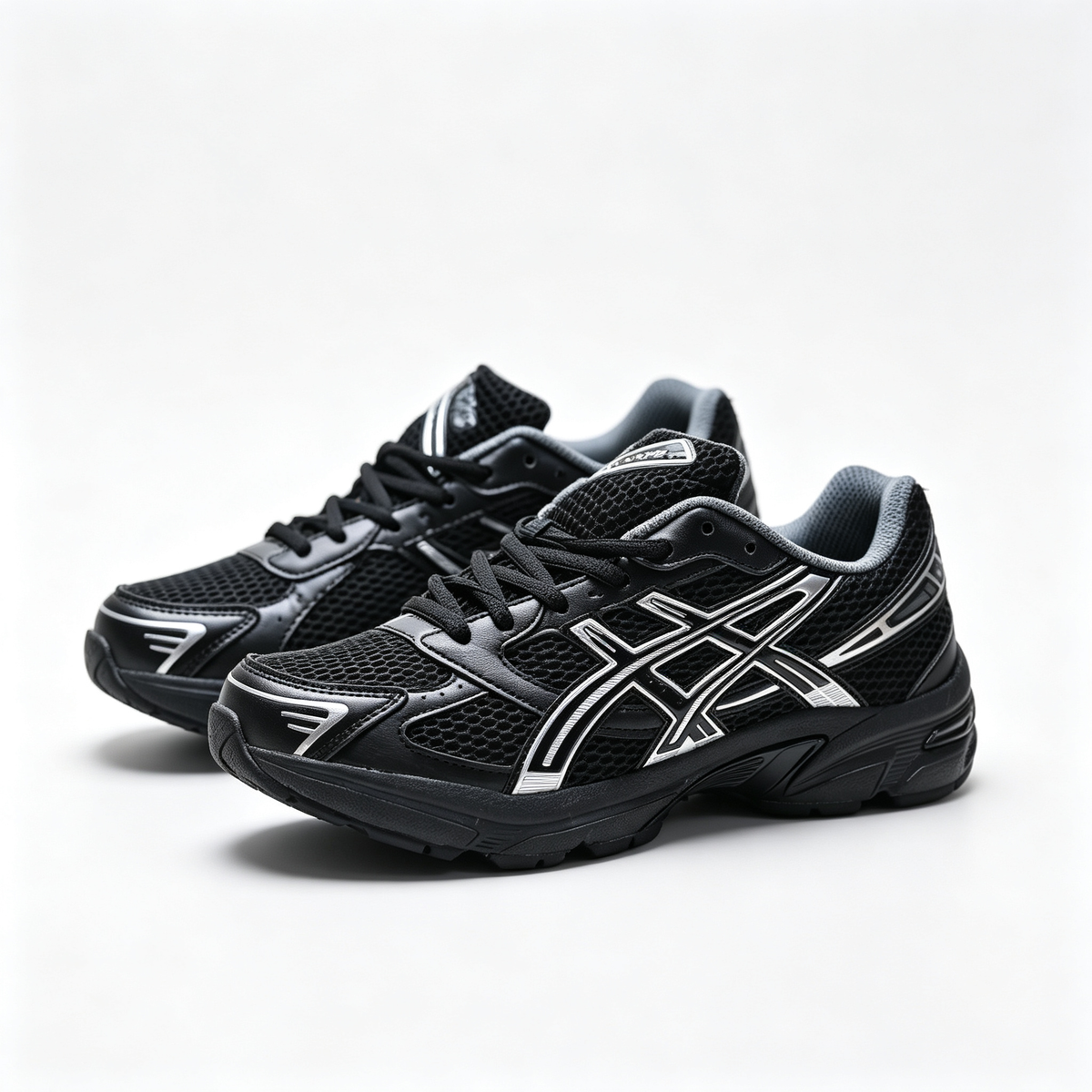 ASICS GEL-1130 Black Pure Silver Retro Running Sneakers – Unisex Mesh GEL Cushioned Shoes