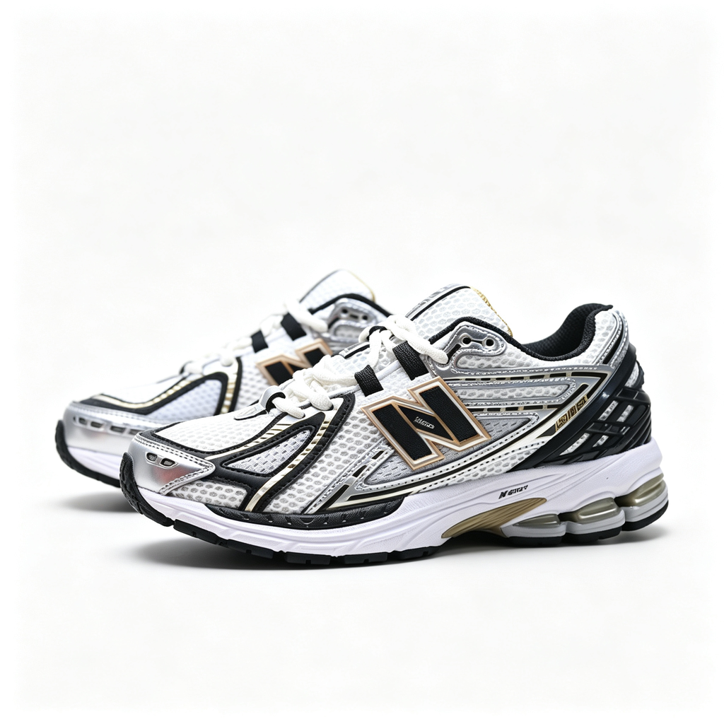 New Balance 1906R White Black Gold Sneakers – Unisex Mesh Retro Running Shoes with N-ERGY Cushioning