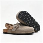 Birkenstock Boston Suede Clogs | Taupe + Adjustable Strap + Soft Footbed, Unisex Orthopedic Slip-On Shoes, Classic Comfort & Minimalist Style