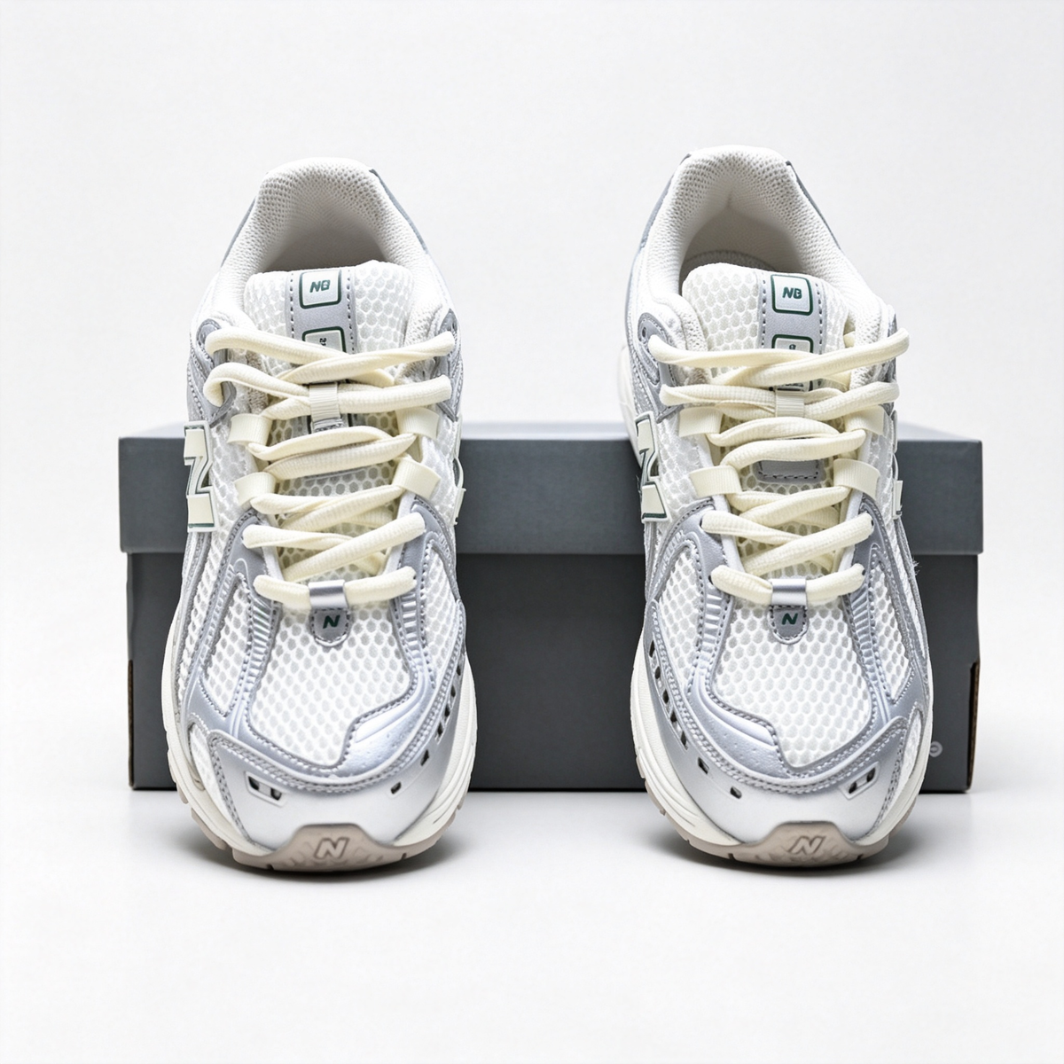 New Balance 1906R White Silver Green Sneakers – Unisex Mesh Retro Running Shoes with N-ERGY Cushioning