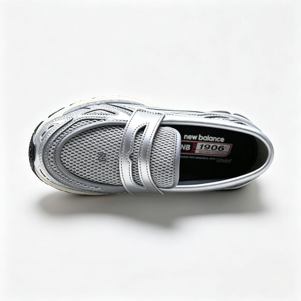 New Balance 1906L Silver Metallic Black Loafers – Unisex Mesh Slip-On Sneakers with N-ergy Cushioning