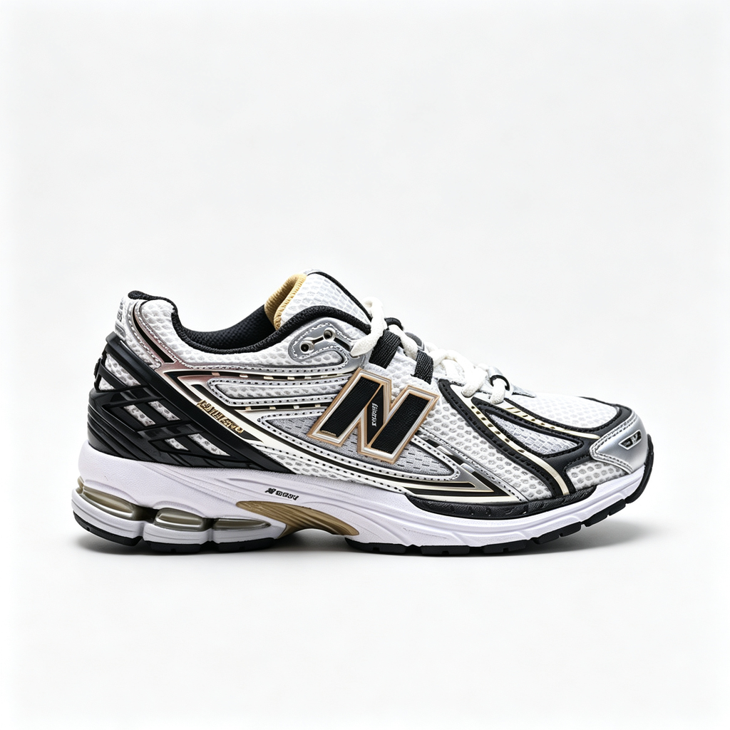 New Balance 1906R White Black Gold Sneakers – Unisex Mesh Retro Running Shoes with N-ERGY Cushioning